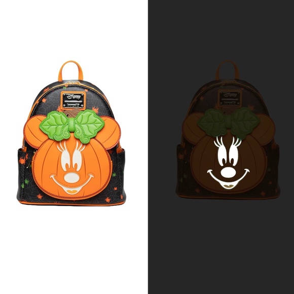 Loungefly Disney Glow in the Dark Pumpkin Minnie Mouse Mini Backpack